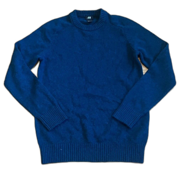 H&M Wool Blend Crew Neck Long Sleeved Sweater Blue Size Small - Picture 1 of 6